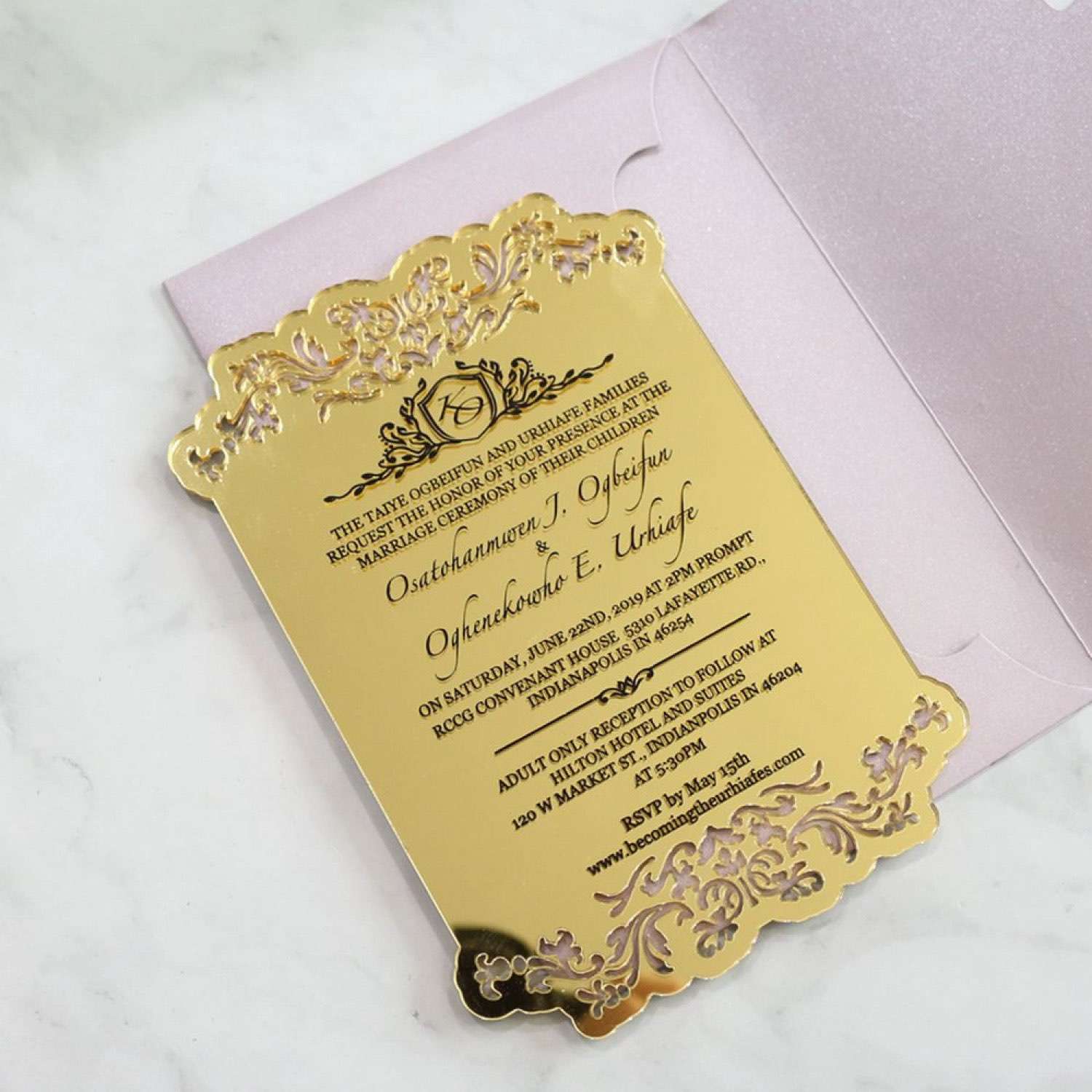 Gold Mirror Acrylic Invitation Card Wedding Supplies Slap-up Invitation Card